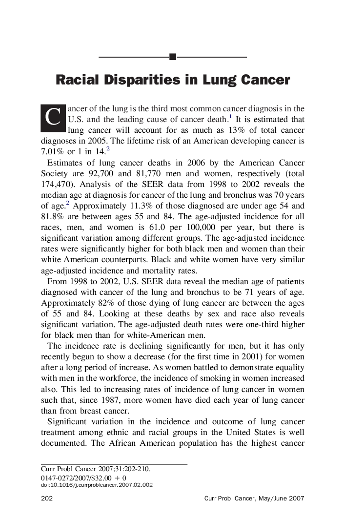 Racial Disparities in Lung Cancer