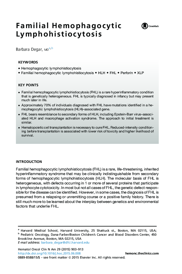 Familial Hemophagocytic Lymphohistiocytosis