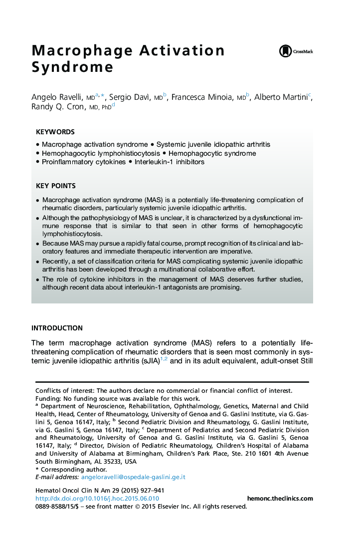 Macrophage Activation Syndrome