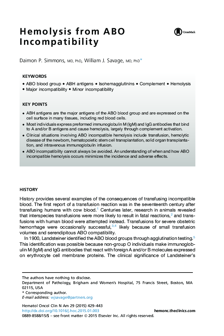 Hemolysis from ABO Incompatibility