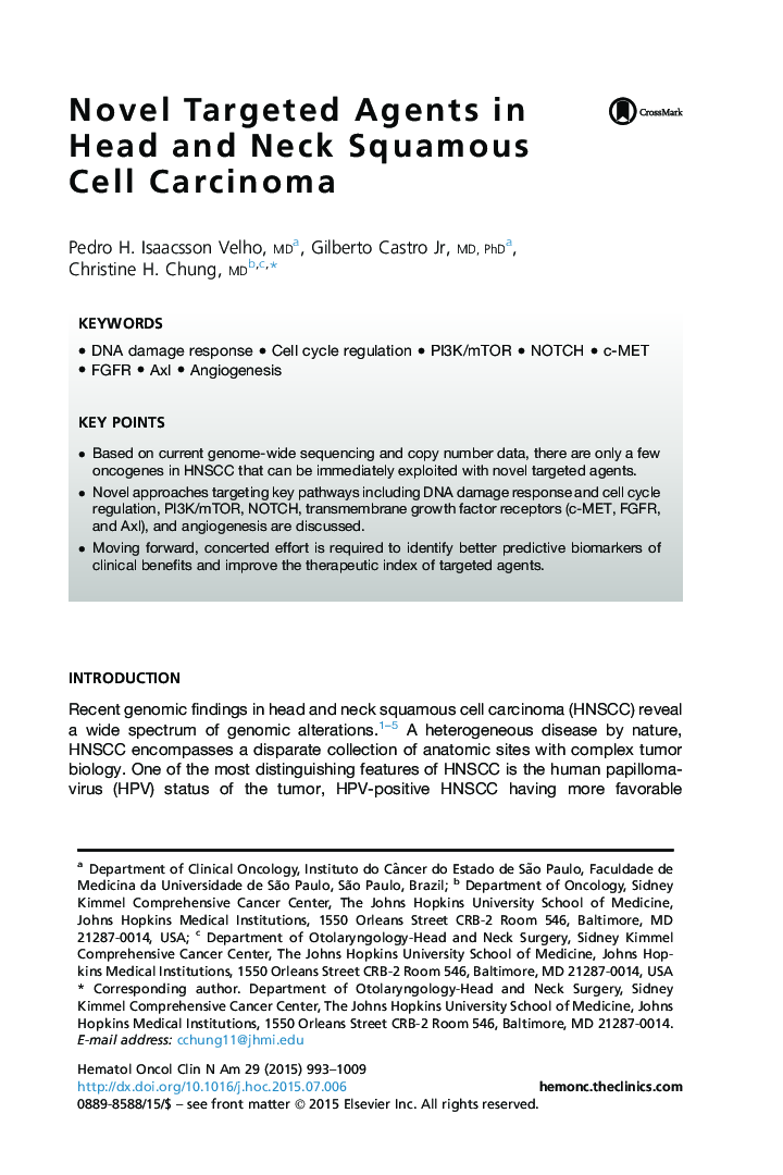 Novel Targeted Agents in Head and Neck Squamous Cell Carcinoma