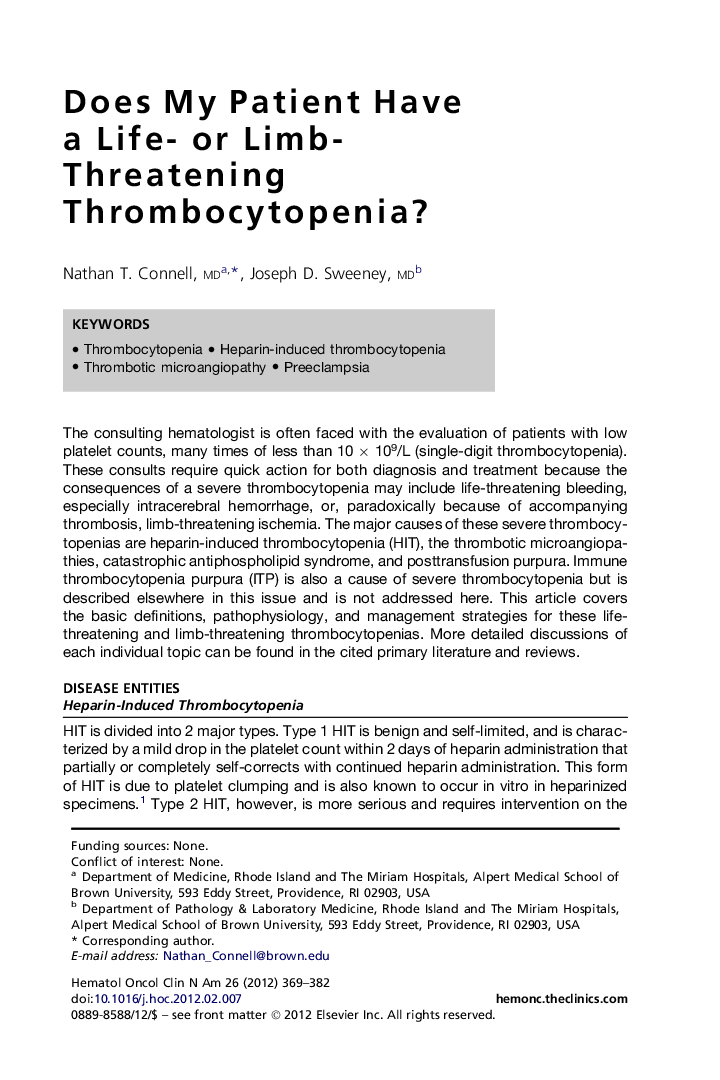 Does My Patient Have a Life- or Limb-Threatening Thrombocytopenia?