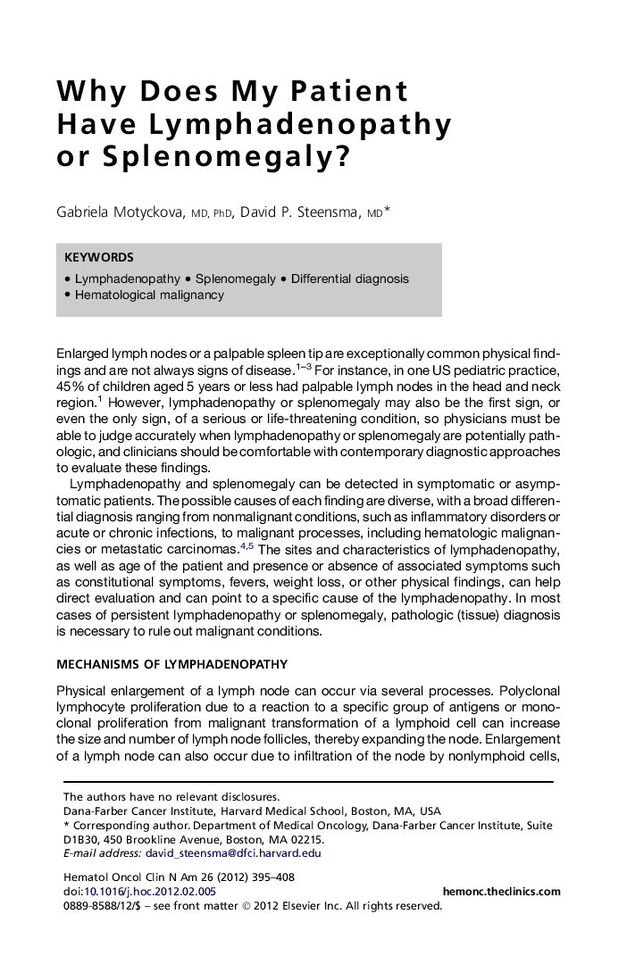 Why Does My Patient Have Lymphadenopathy or Splenomegaly?