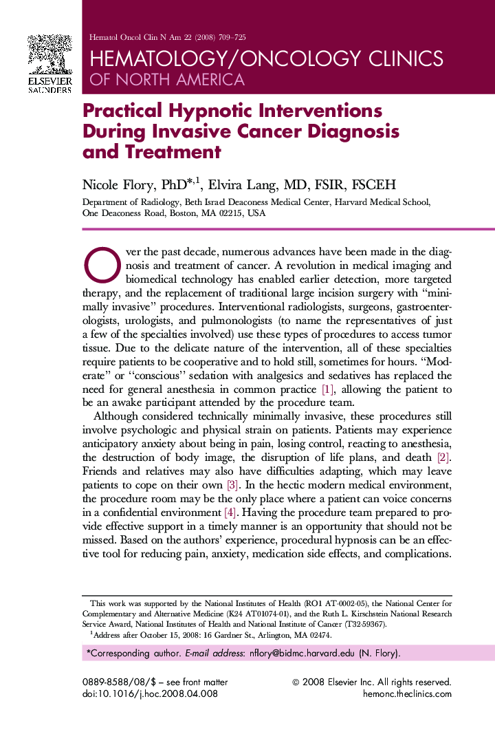 Practical Hypnotic Interventions During Invasive Cancer Diagnosis and Treatment 