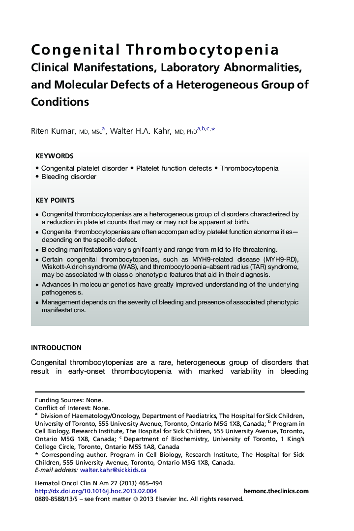 Congenital Thrombocytopenia