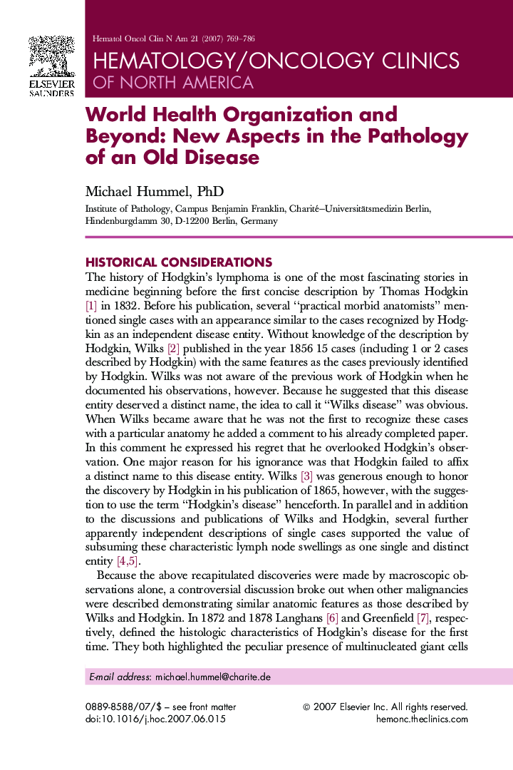 World Health Organization and Beyond: New Aspects in the Pathology of an Old Disease