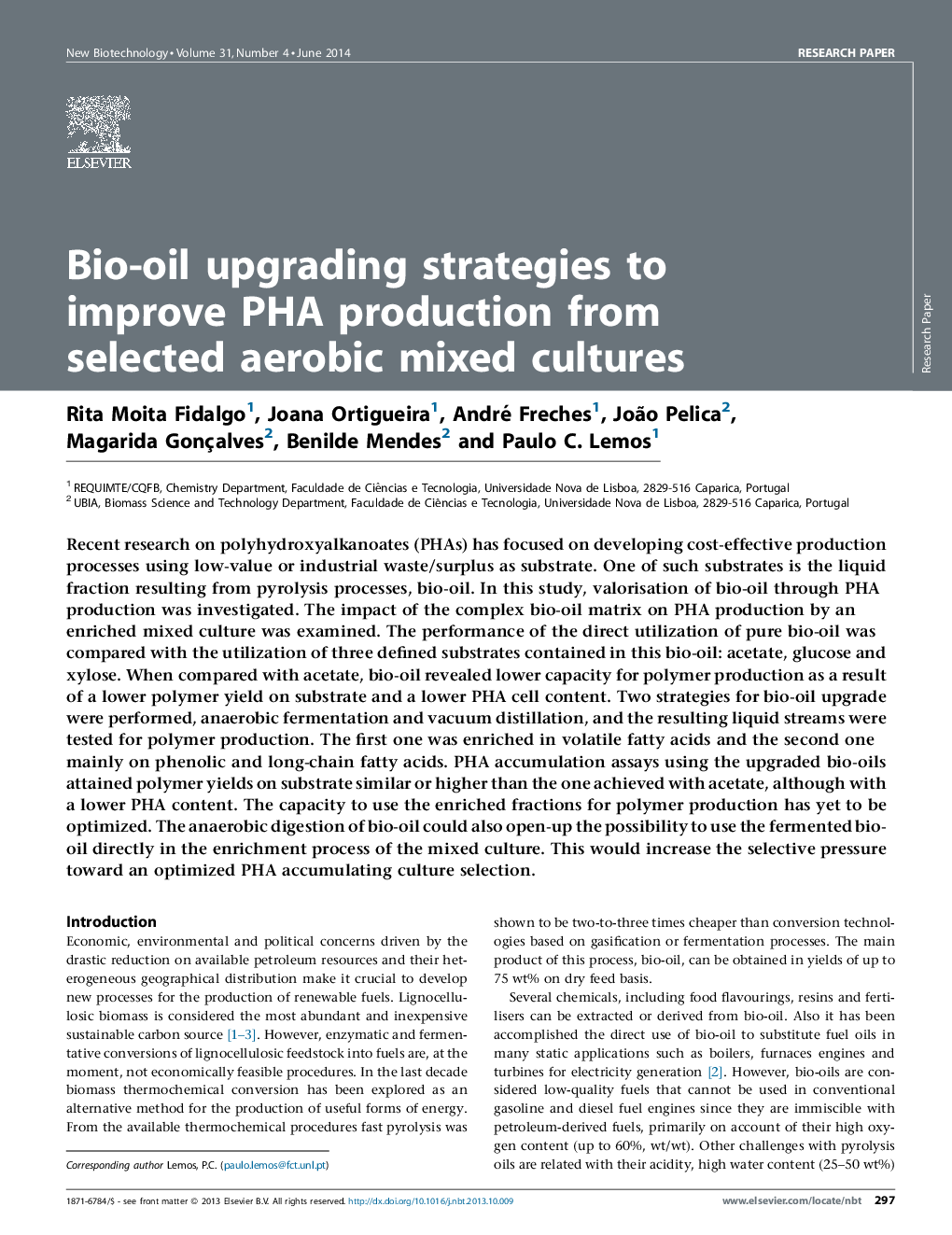 Bio-oil upgrading strategies to improve PHA production from selected aerobic mixed cultures
