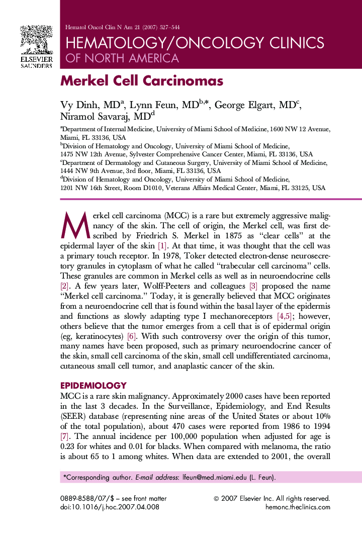 Merkel Cell Carcinomas