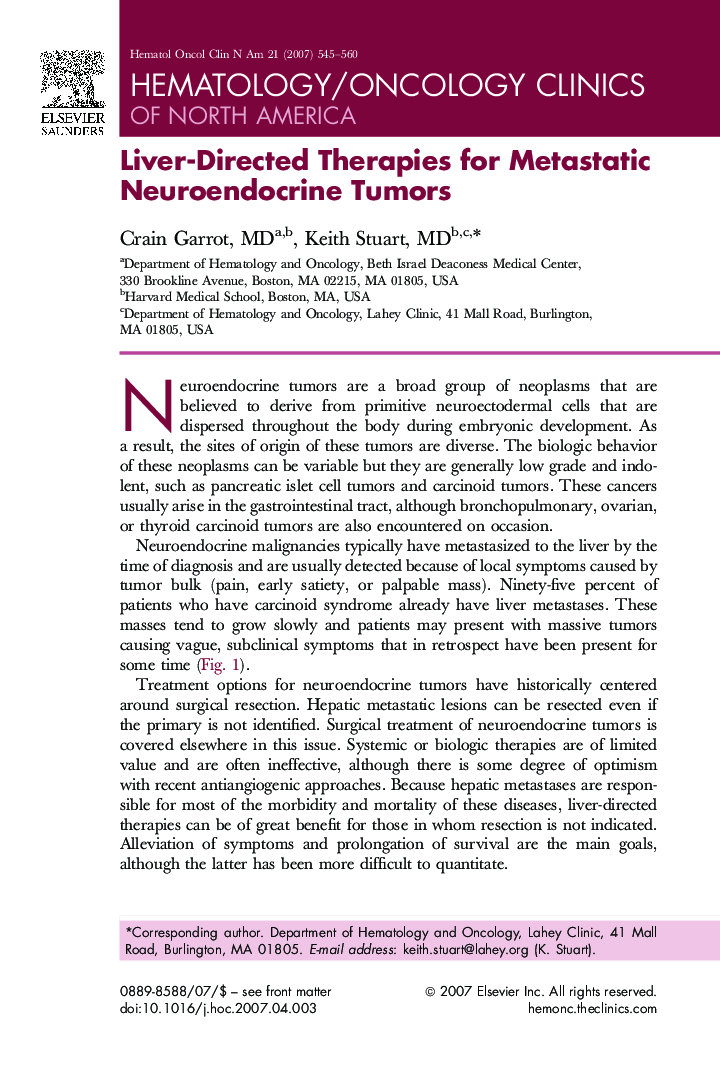 Liver-Directed Therapies for Metastatic Neuroendocrine Tumors