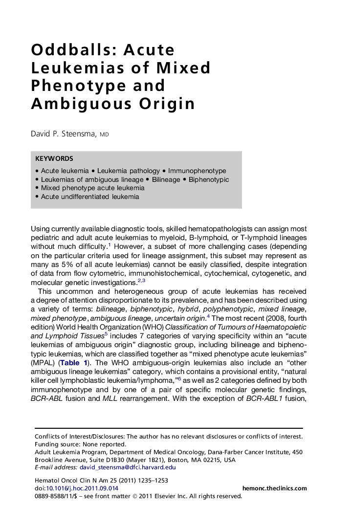 Oddballs: Acute Leukemias of Mixed Phenotype and Ambiguous Origin