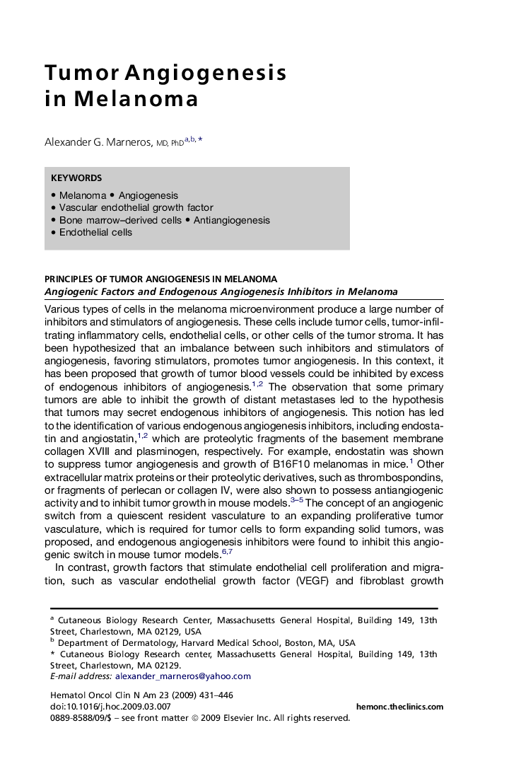 Tumor Angiogenesis in Melanoma