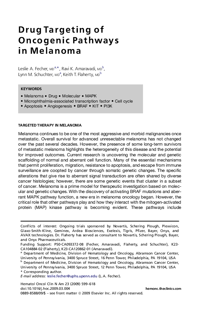 Drug Targeting of Oncogenic Pathways in Melanoma