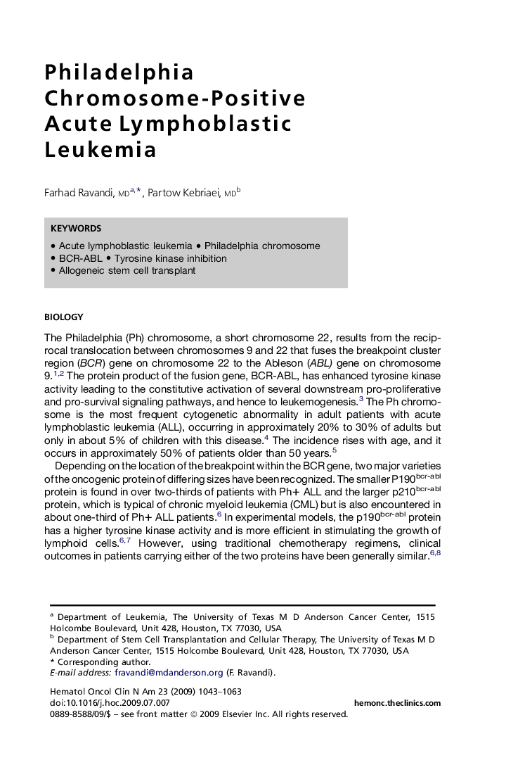 Philadelphia Chromosome-Positive Acute Lymphoblastic Leukemia