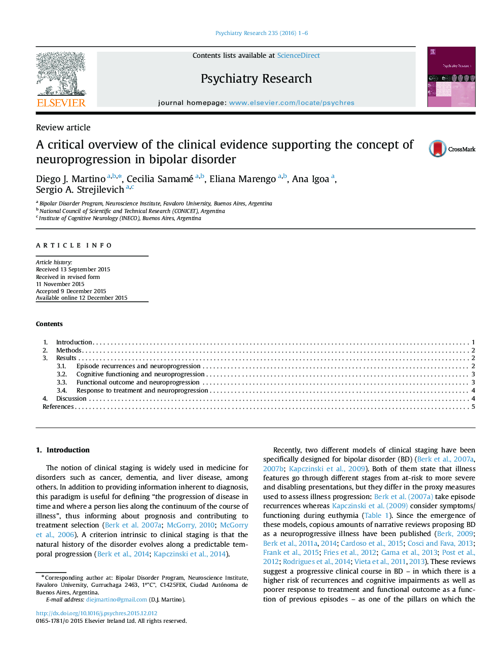 A critical overview of the clinical evidence supporting the concept of neuroprogression in bipolar disorder