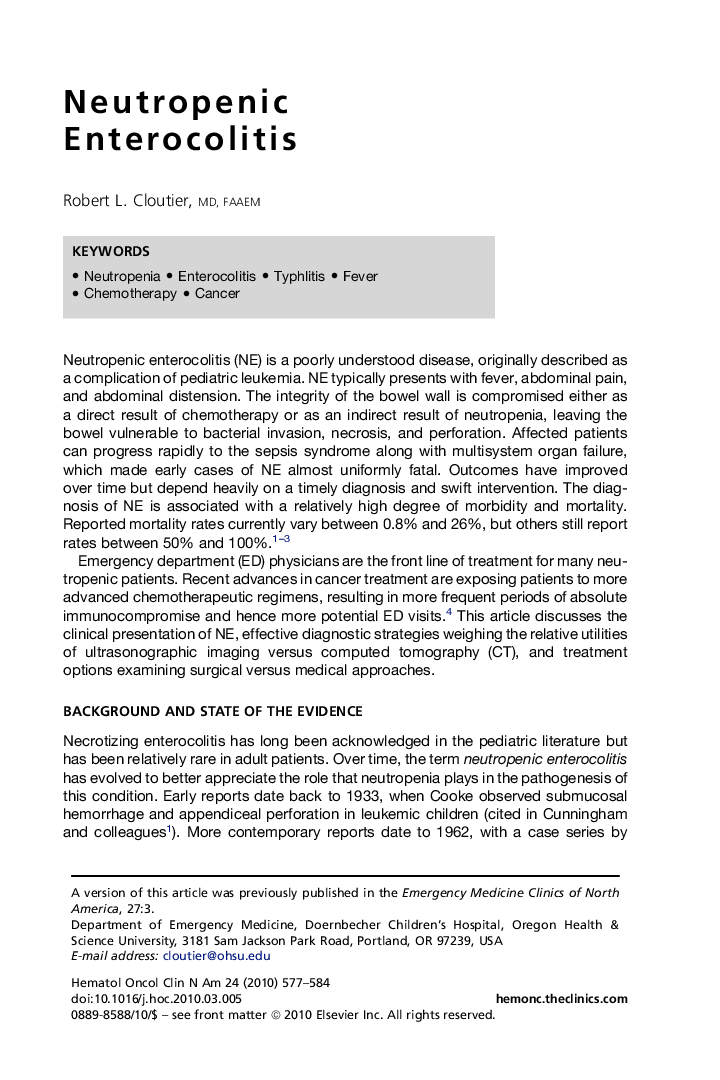 Neutropenic Enterocolitis