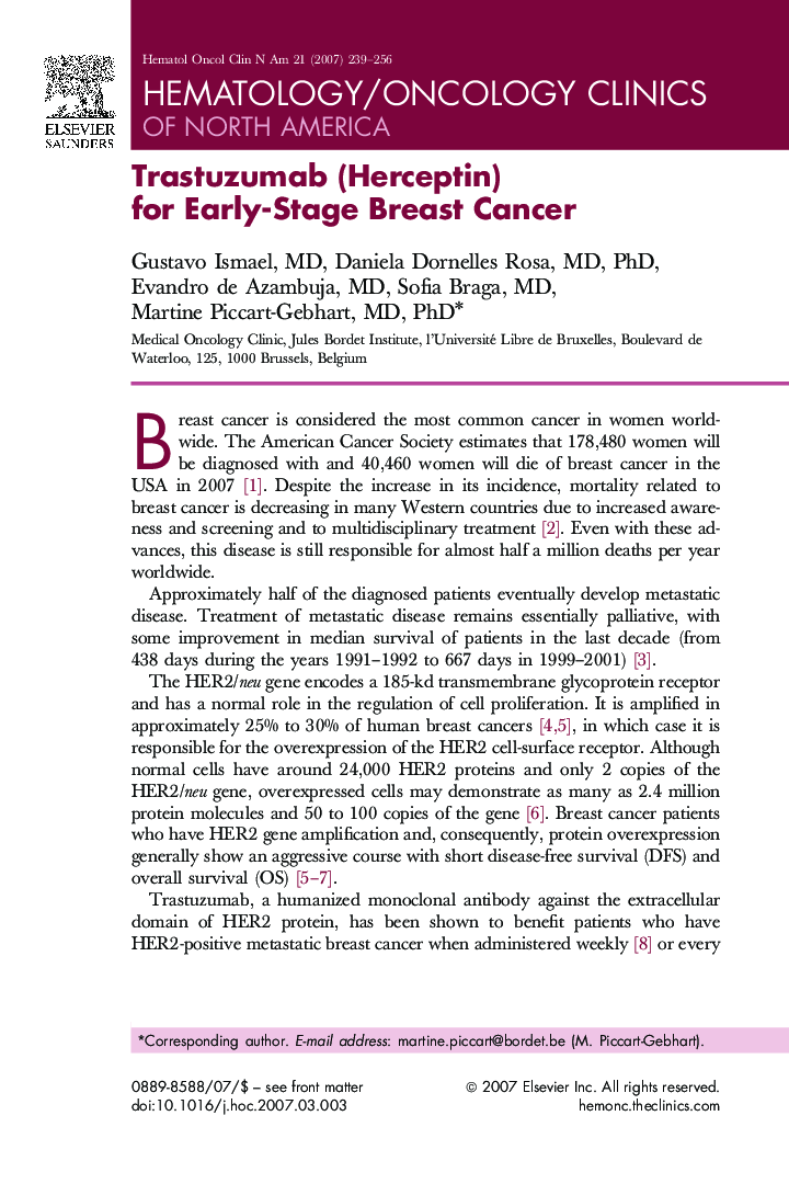 Trastuzumab (Herceptin) for Early-Stage Breast Cancer