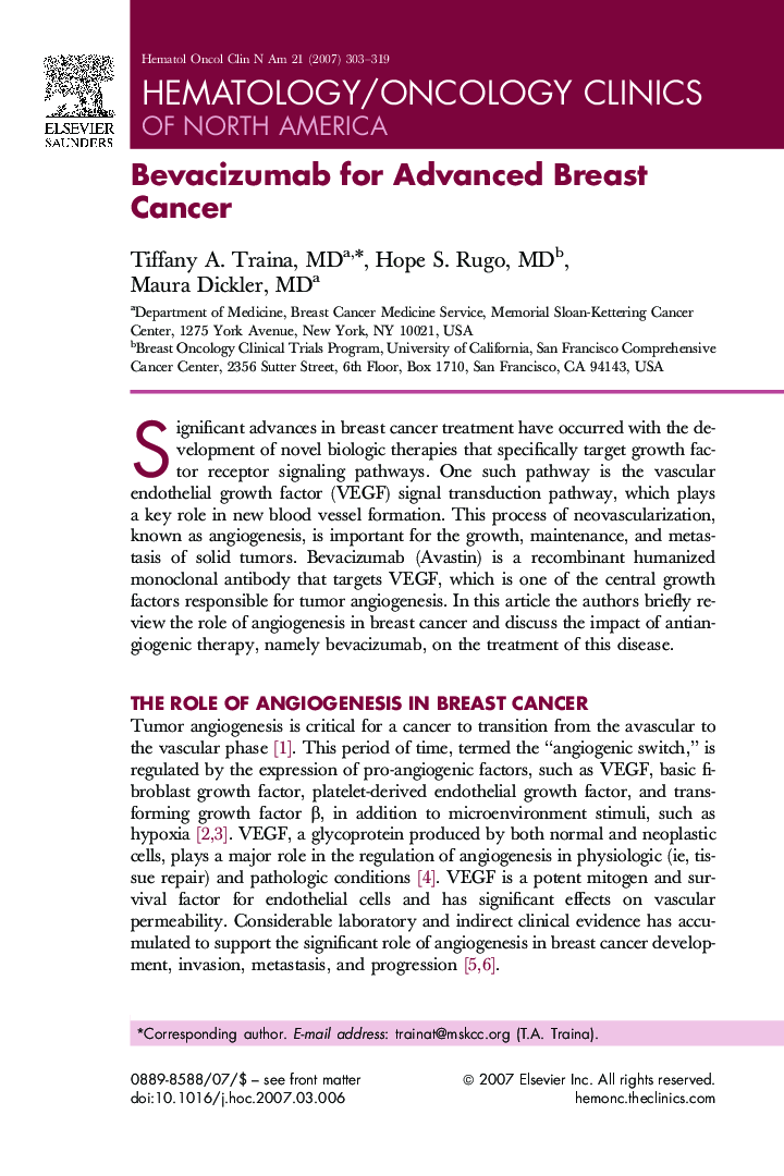 Bevacizumab for Advanced Breast Cancer