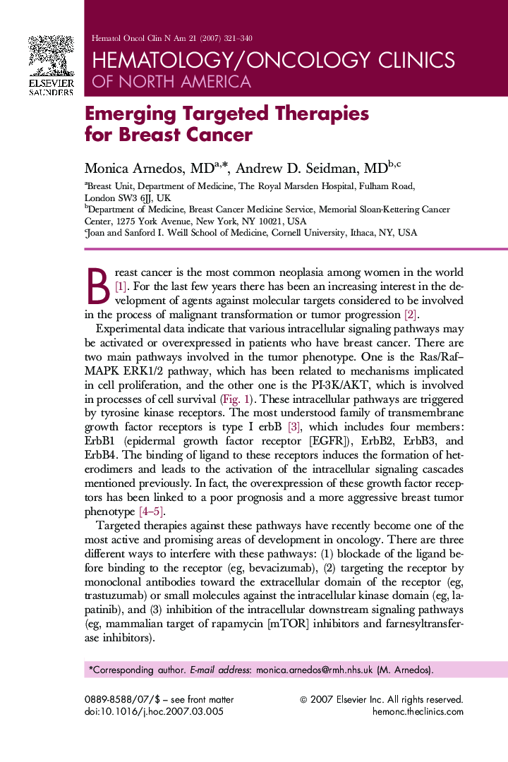 Emerging Targeted Therapies for Breast Cancer