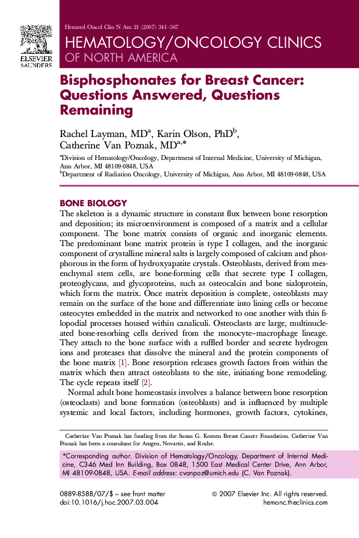 Bisphosphonates for Breast Cancer: Questions Answered, Questions Remaining 