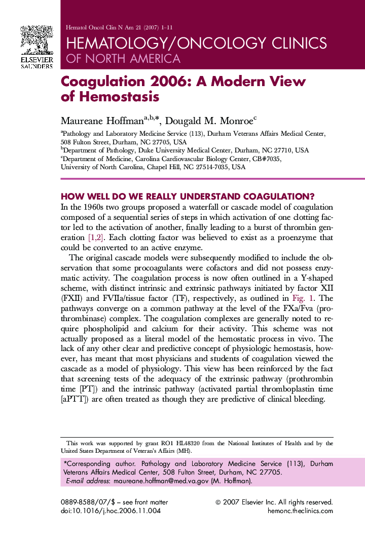 Coagulation 2006: A Modern View of Hemostasis 