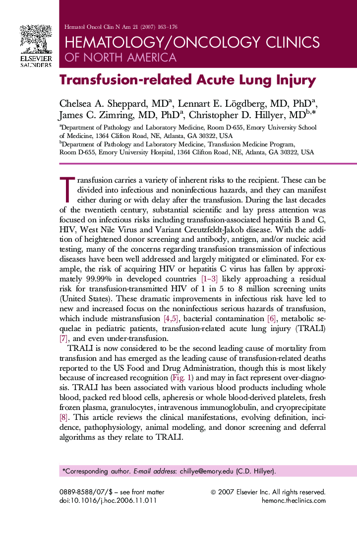 Transfusion-related Acute Lung Injury