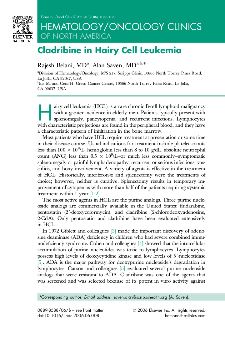 Cladribine in Hairy Cell Leukemia