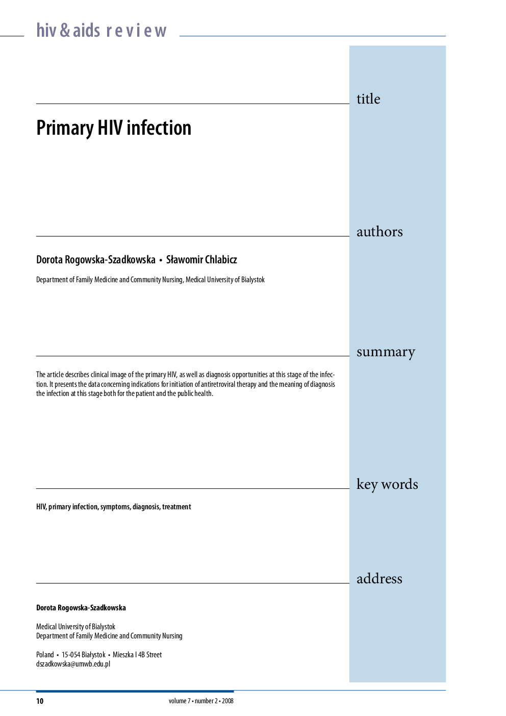 Primary HIV infection