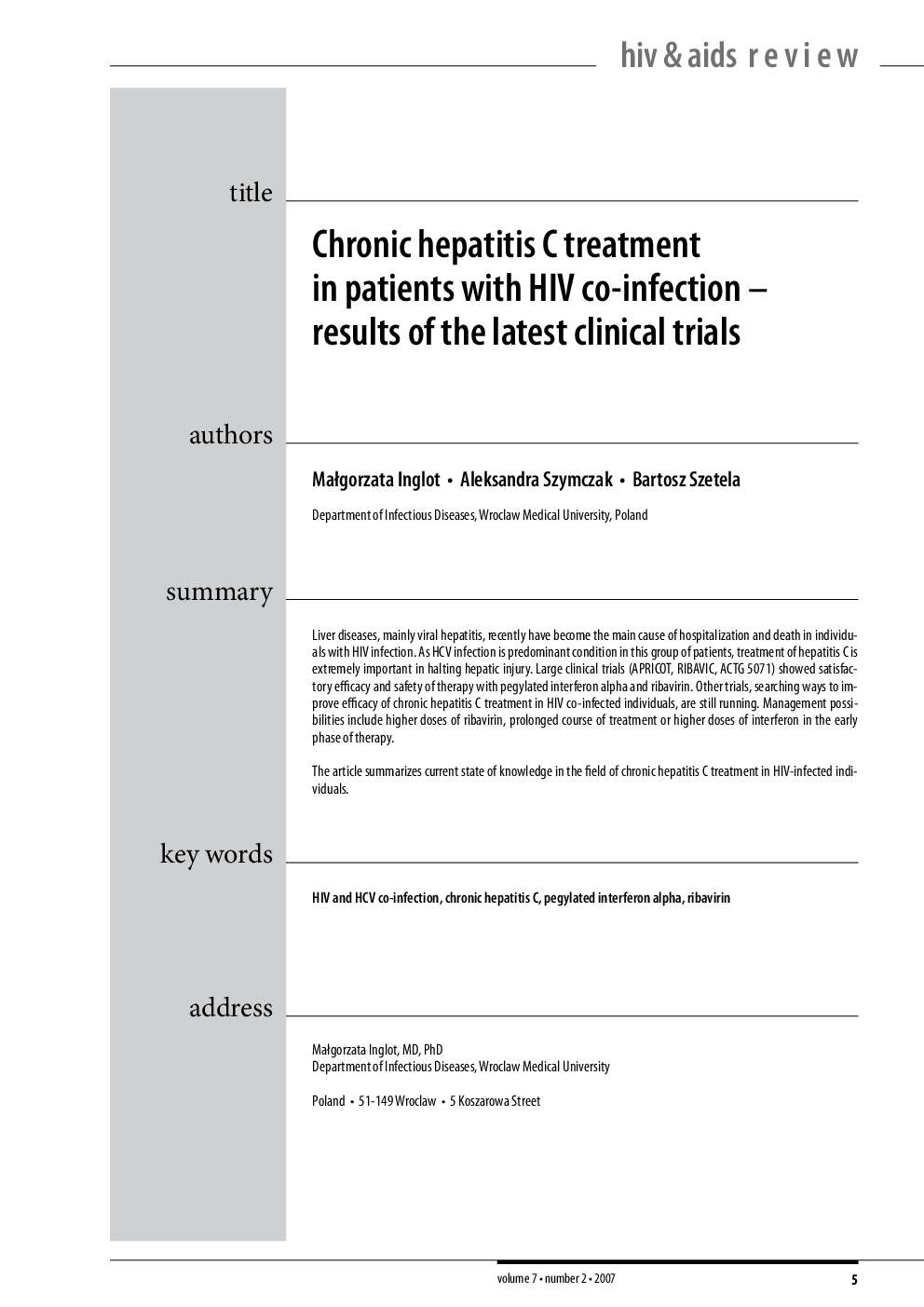 Chronic hepatitis C treatment in patients with HIV co-infection – results of the latest clinical trials