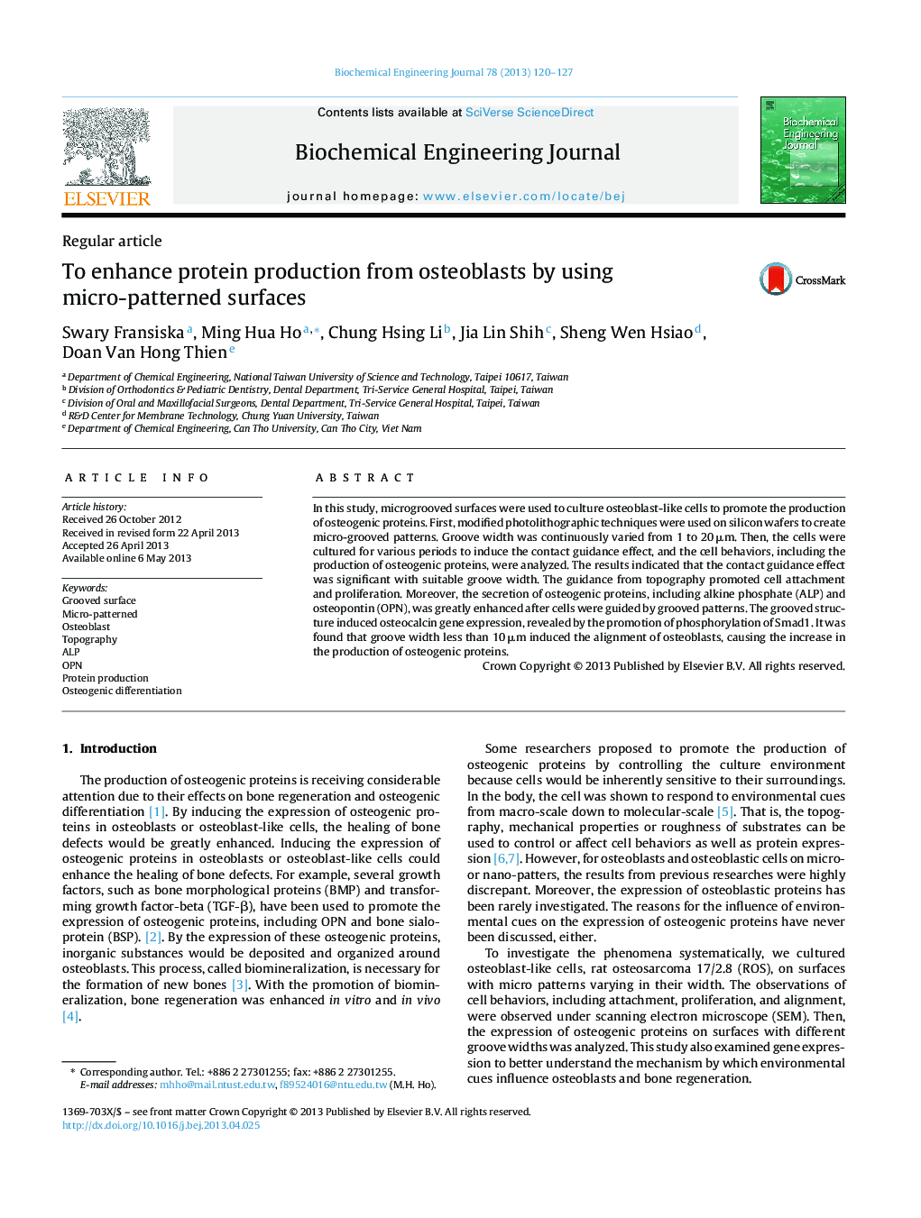 To enhance protein production from osteoblasts by using micro-patterned surfaces