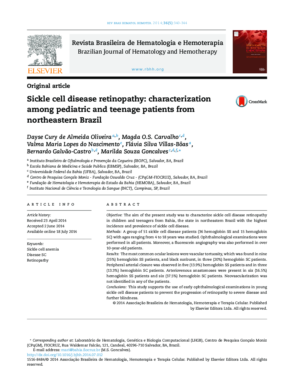 Sickle cell disease retinopathy: characterization among pediatric and teenage patients from northeastern Brazil