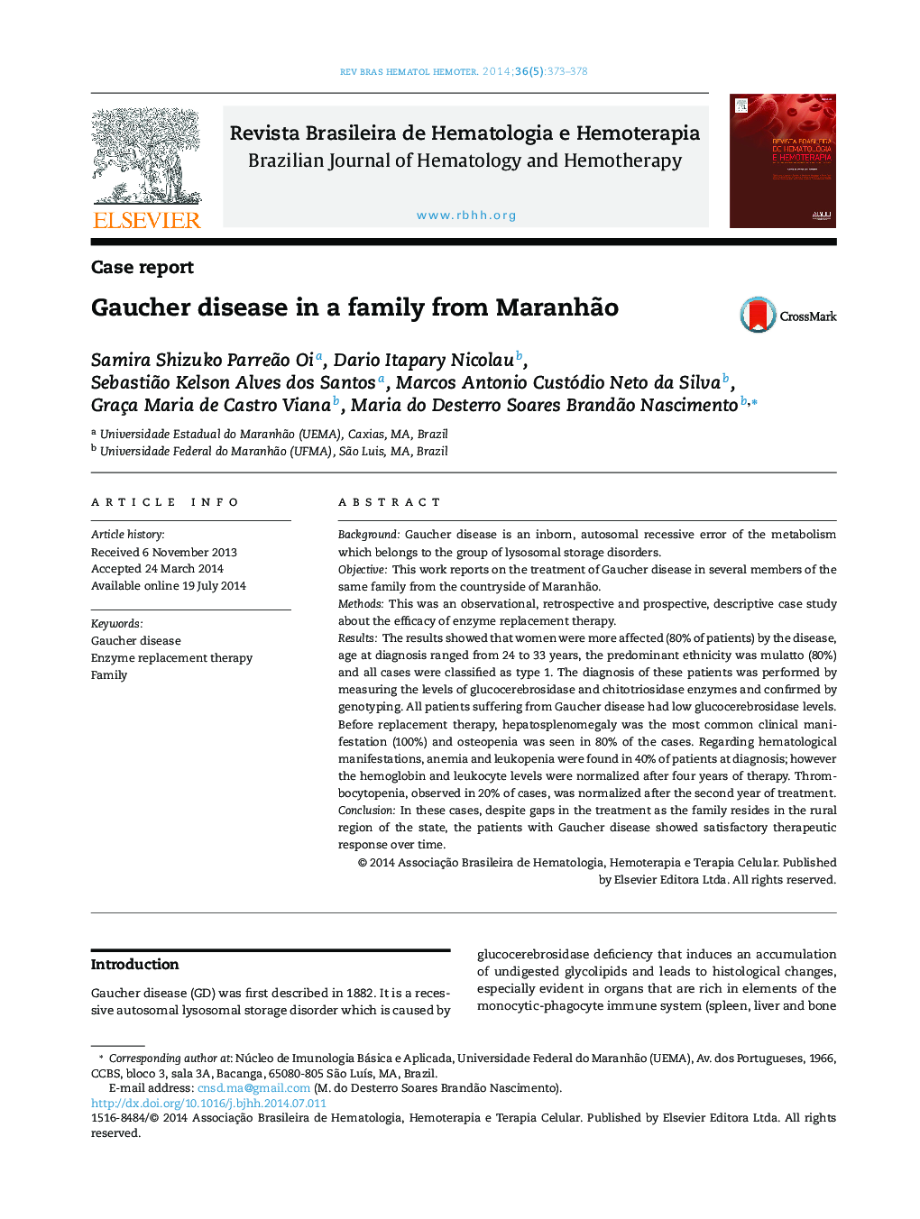 Gaucher disease in a family from Maranhão