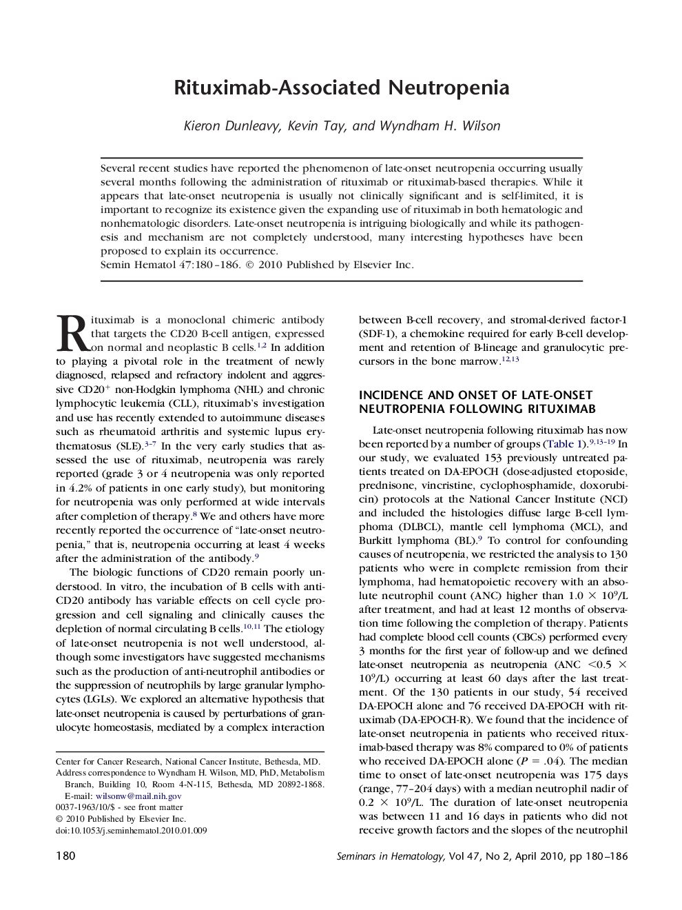 Rituximab-Associated Neutropenia