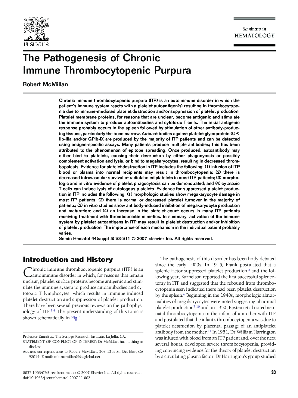 The Pathogenesis of Chronic Immune Thrombocytopenic Purpura 