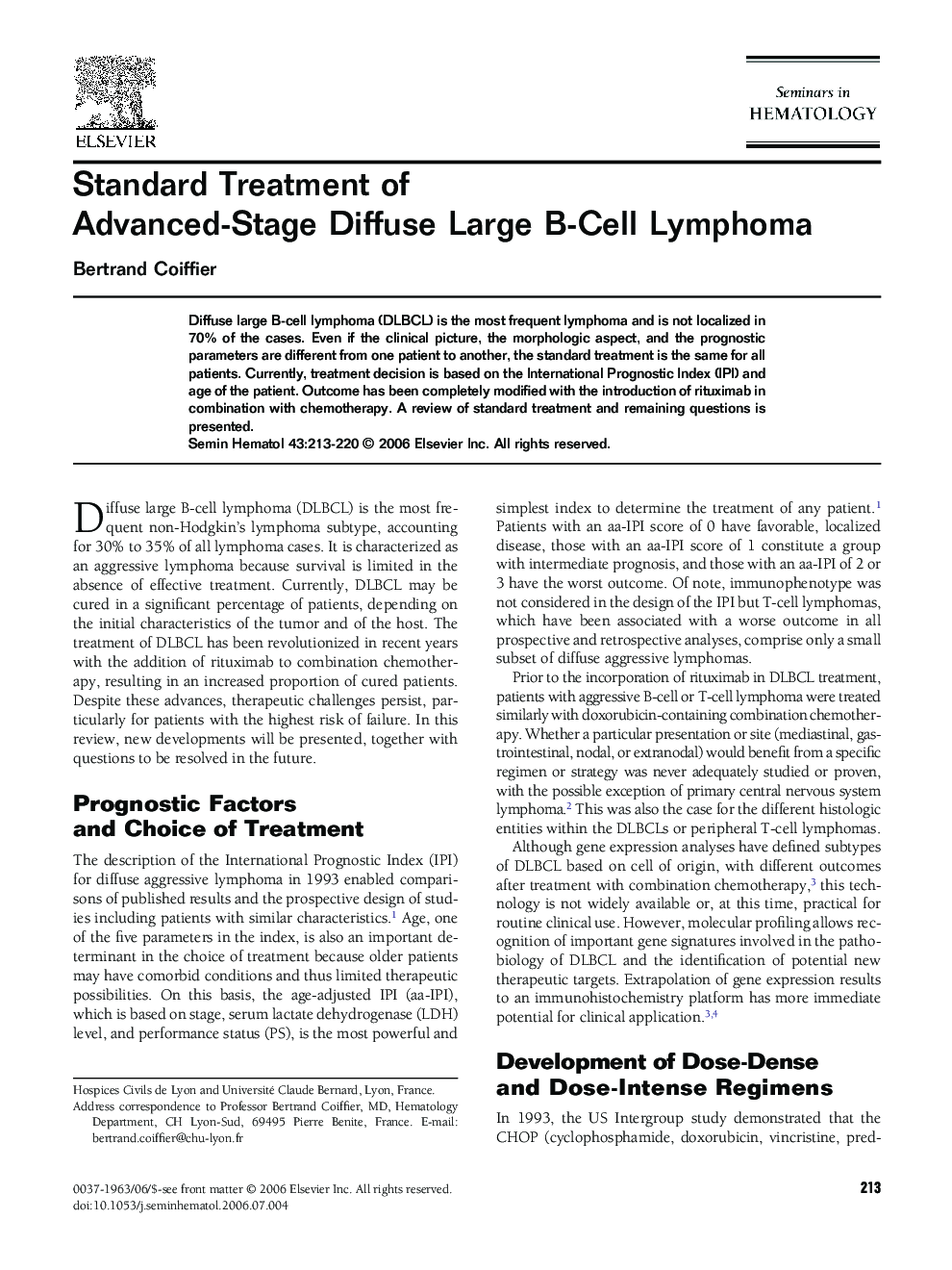 Standard Treatment of Advanced-Stage Diffuse Large B-Cell Lymphoma