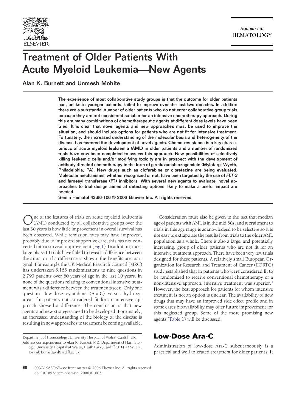 Treatment of Older Patients With Acute Myeloid Leukemia-New Agents