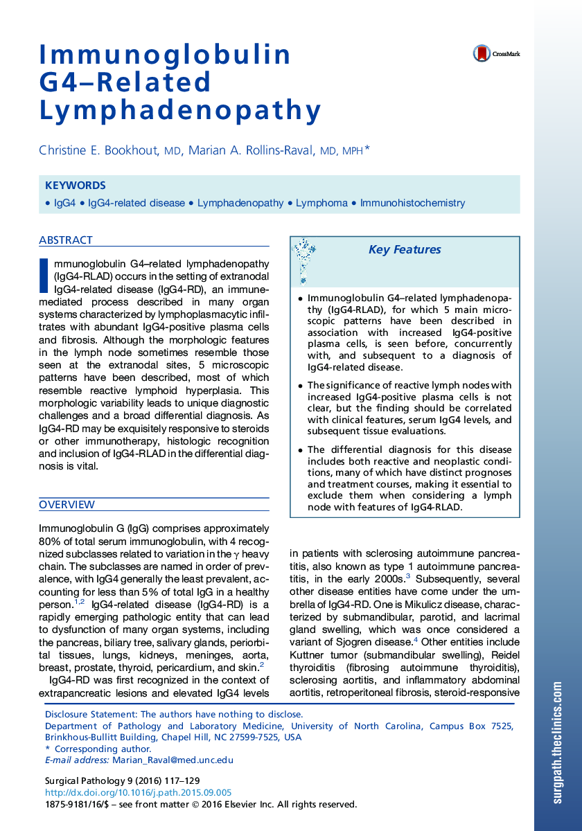 Immunoglobulin G4–Related Lymphadenopathy 