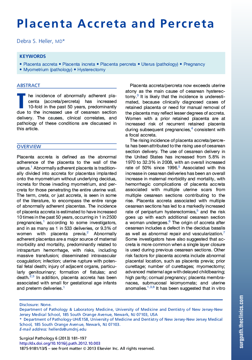 Placenta Accreta and Percreta 