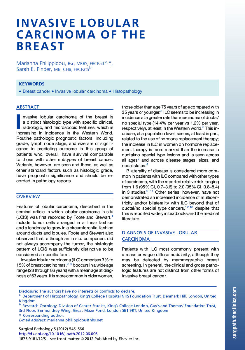 Invasive Lobular Carcinoma of the Breast