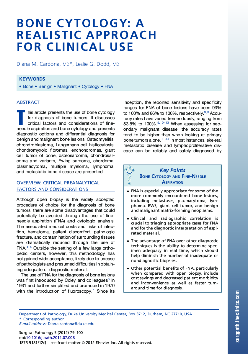 Bone Cytology: A Realistic Approach for Clinical Use