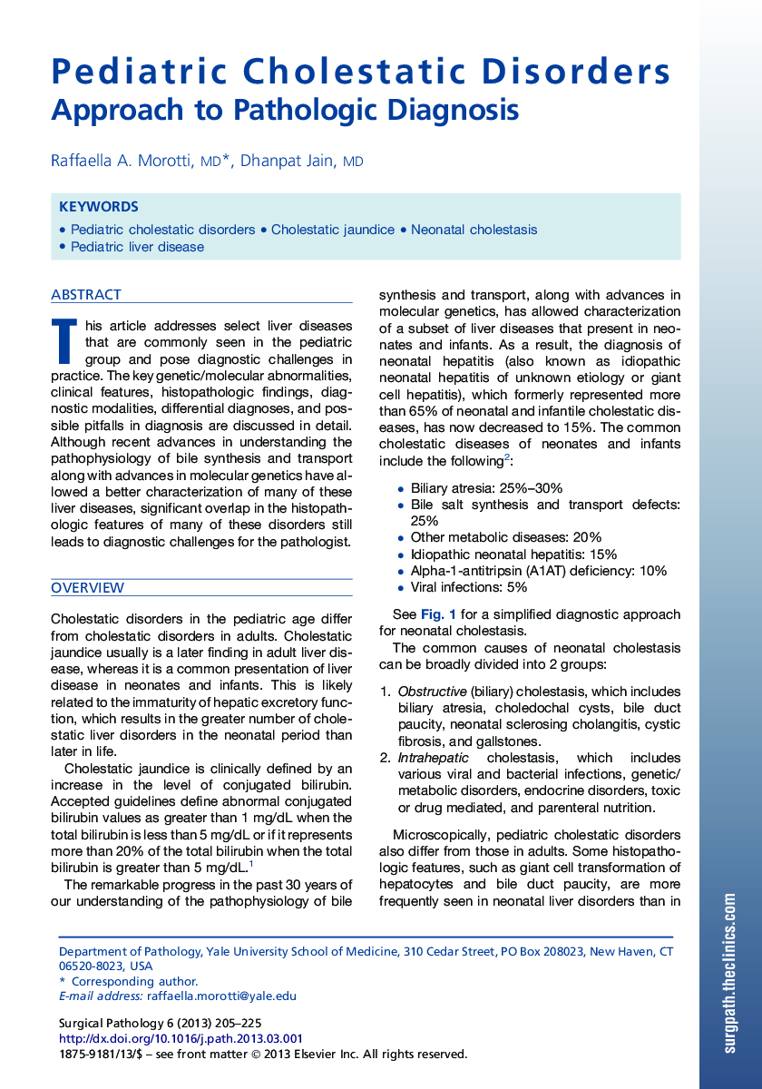 Pediatric Cholestatic Disorders