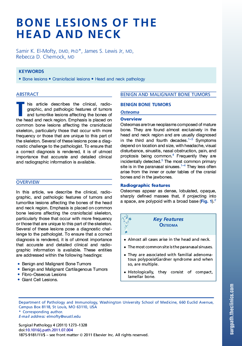 Bone Lesions of the Head and Neck
