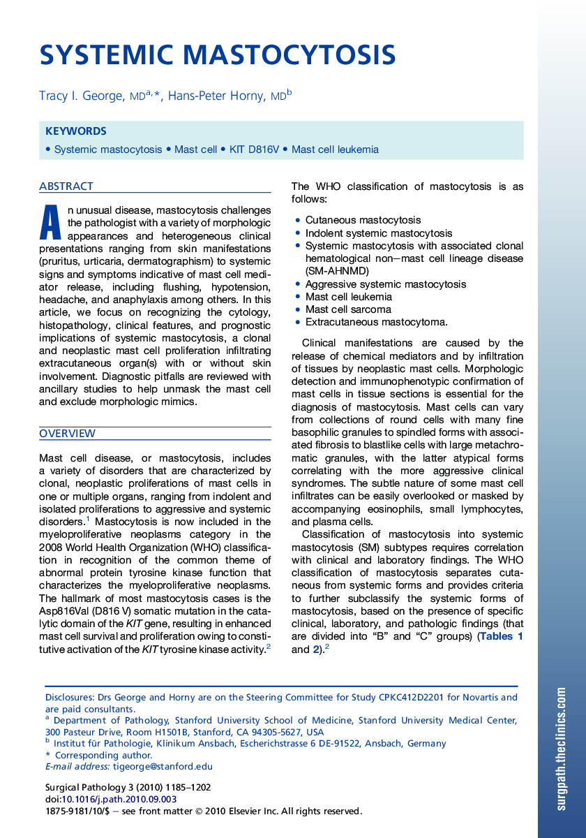 Systemic Mastocytosis