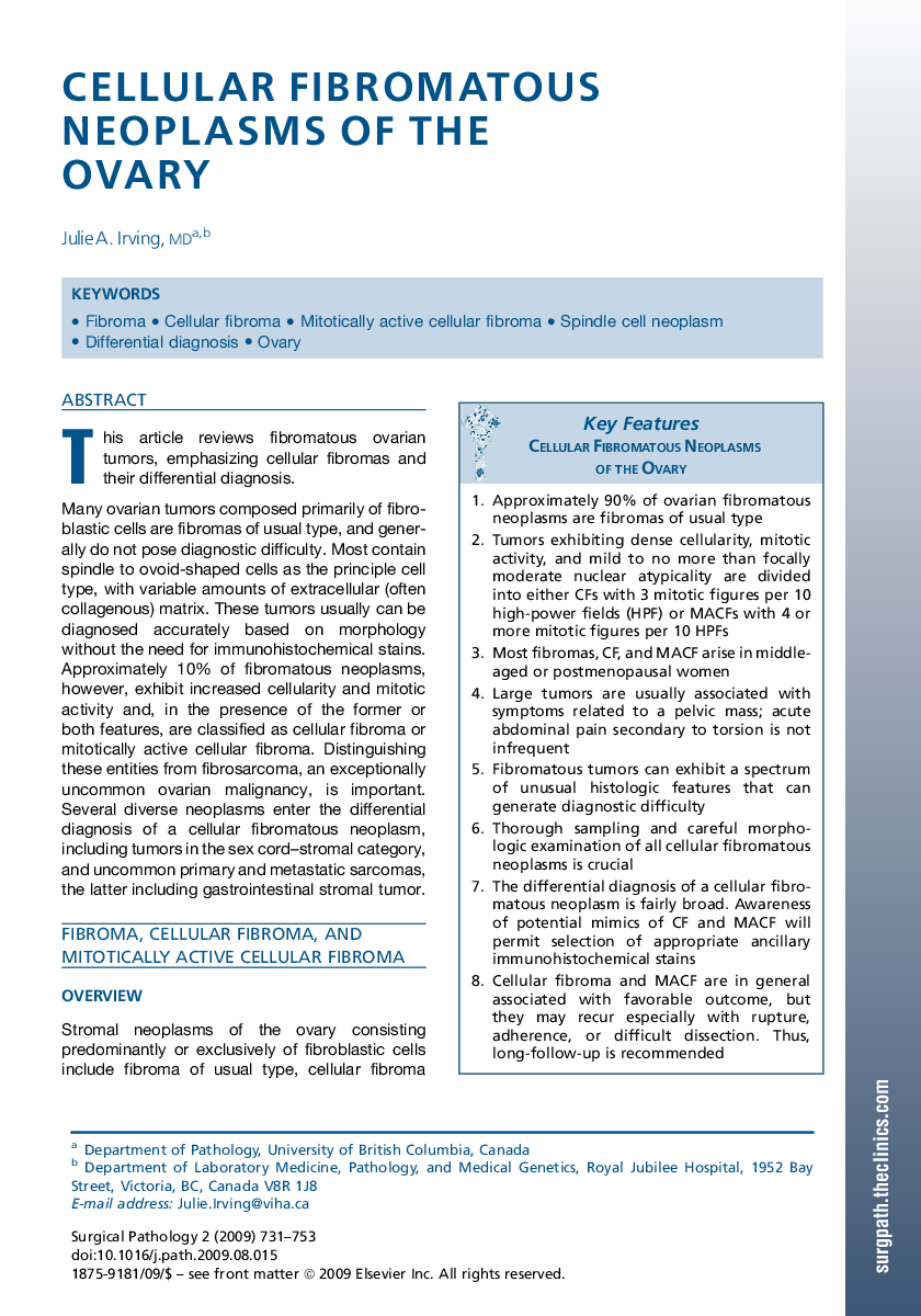 Cellular Fibromatous Neoplasms of the Ovary
