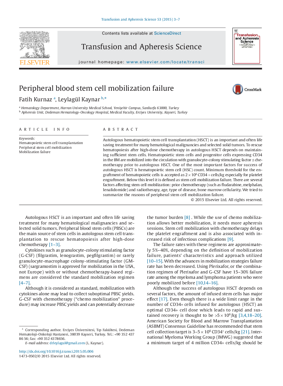 Peripheral blood stem cell mobilization failure