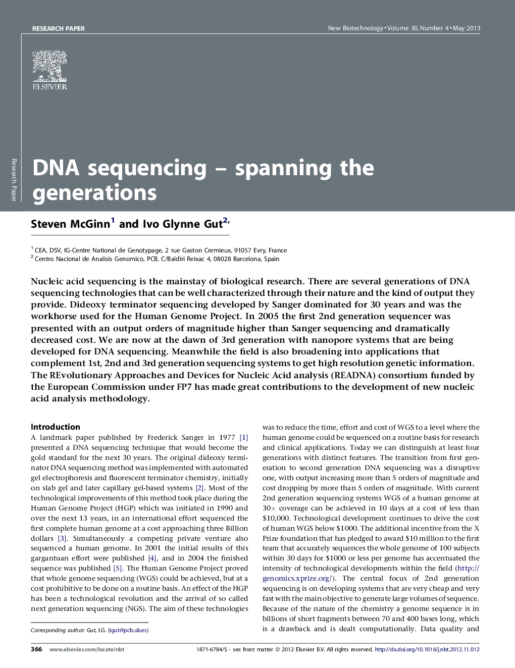 DNA sequencing – spanning the generations