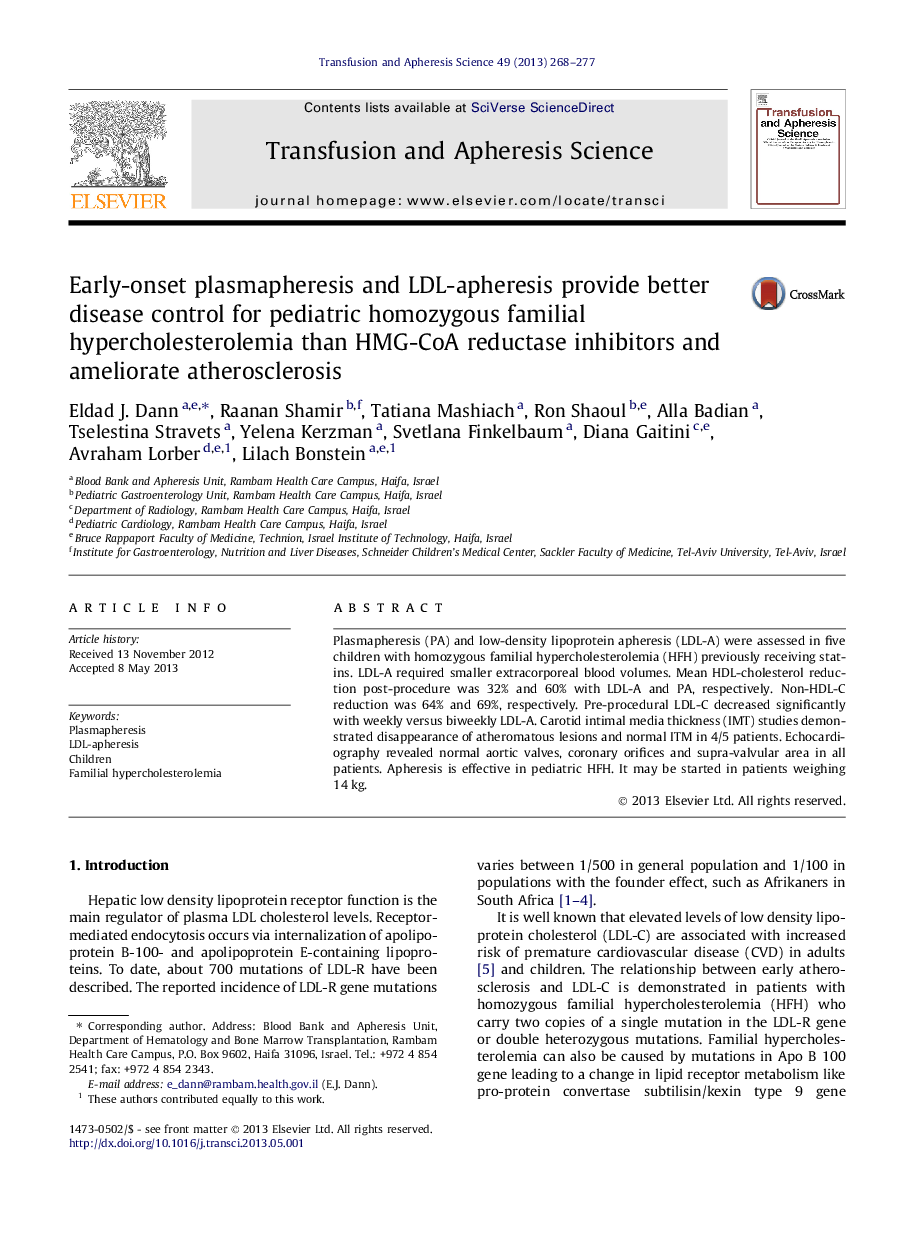 Early-onset plasmapheresis and LDL-apheresis provide better disease control for pediatric homozygous familial hypercholesterolemia than HMG-CoA reductase inhibitors and ameliorate atherosclerosis