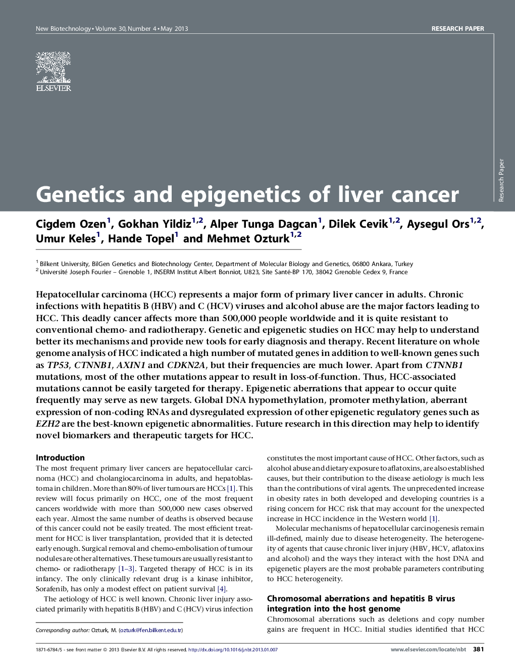 Genetics and epigenetics of liver cancer
