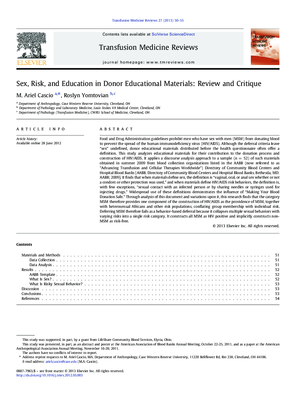 Sex, Risk, and Education in Donor Educational Materials: Review and Critique 