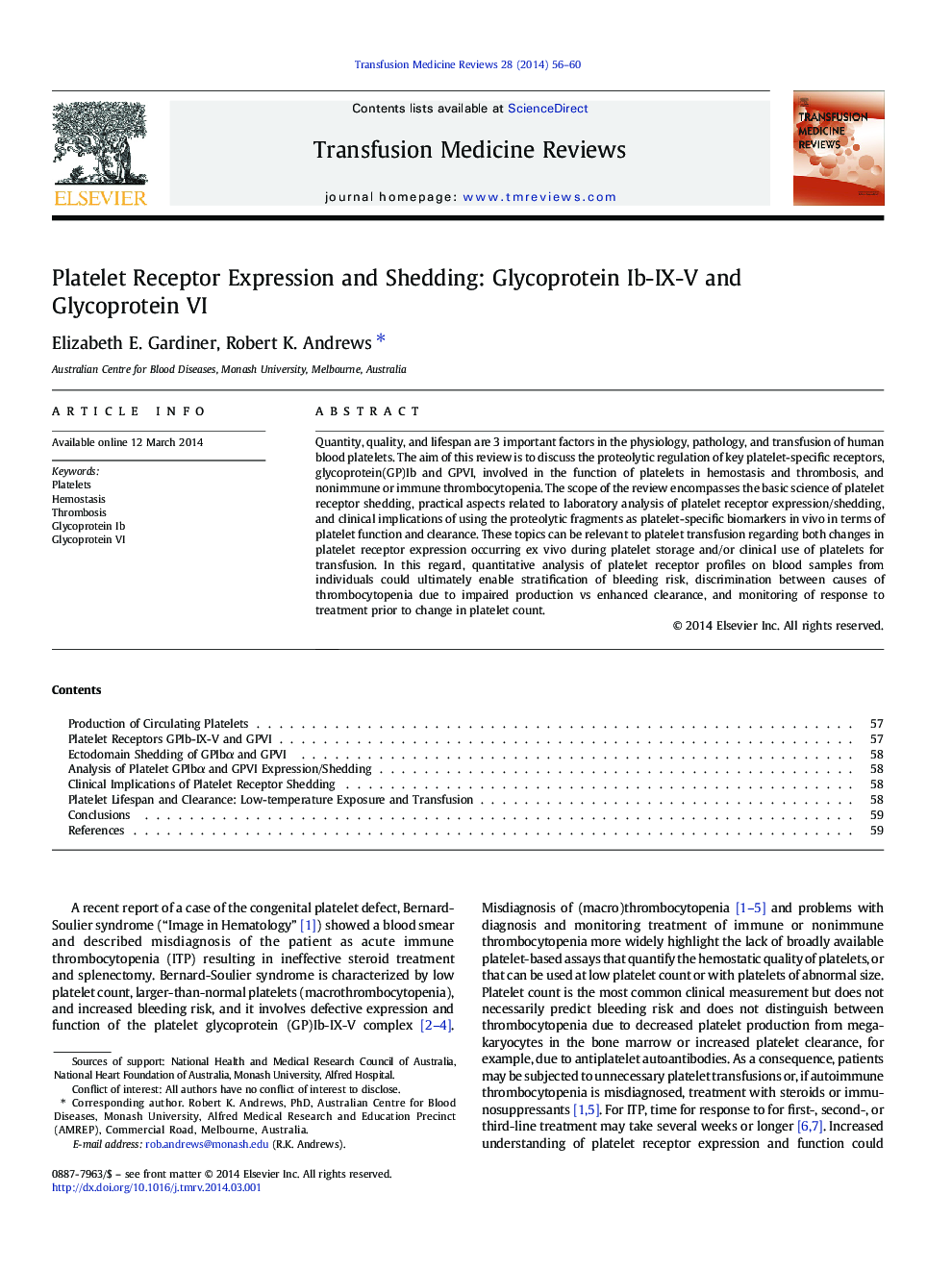 Platelet Receptor Expression and Shedding: Glycoprotein Ib-IX-V and Glycoprotein VI 