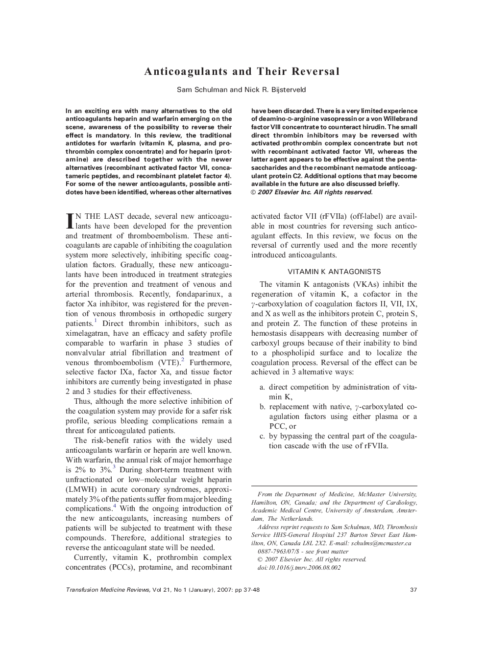 Anticoagulants and Their Reversal